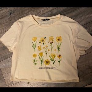 SHEIN Curve Yellow Crop Top Tee